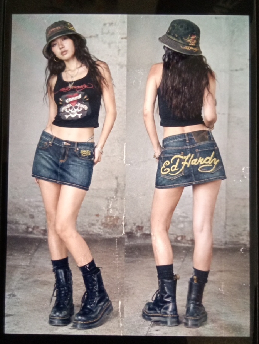 Ed Hardy By Christian Audigier Denium Mini Mcbling Y2k Inspired Festival Size 25